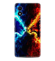 TCL 303 Kılıf Silikon Desen Özel Seri Red Blue Leon 1714