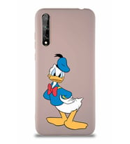 Huawei P Smart S Soft Premier Kapak Donald Duck-D Tasarımlı Silikon Kılıf - Pudra (Şeffaf)