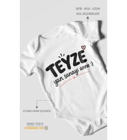 Teyze ve Yan Sanayi Anne Temalı Kısa Kollu Bebek Body %100 Pamuk