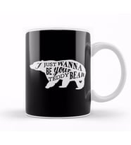 Retro Animal Bear I Just Want To Be Your Teddy White Kupa Bardak Porselen