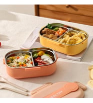 2 Bölmeli Yemek Kabı - 304 Paslanmaz Çelik - 900 ml