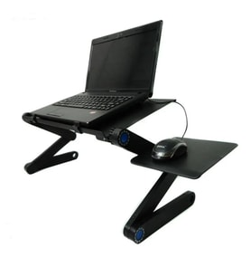Monozone Ayarlı Laptop Macbook Notebook Güncel Yükseltici Tutucu Siyah Mouse Padli Çift Fanlı Laptop Sehpası Fonksiyonel Portatif Katlanabilir Ofis Ev Ergonomik Taşınabilir