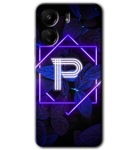 Xiaomi Redmi 13C Kılıf HD Desen Baskılı Kılıf - Dark Neon Yaprak P Harfi