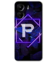 Xiaomi Redmi 13C Kılıf HD Desen Baskılı Kılıf - Dark Neon Yaprak P Harfi