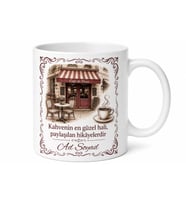 Retro Kafe Temalı Baskılı Kupa Bardak Nostaljik Kahve Hediye
