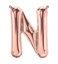 N Harfi Rose Gold Folyo Balon 34 inç 80 cm