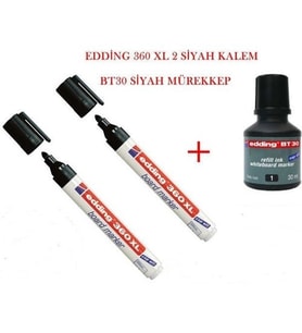 Edding Tahta Kalemi 360XL 2 Adet Siyah Tahta Kalemi + 1 Adet BT30