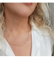 925 Ayar Gümüş Doğum Taşı Harf Kolye (Gold)