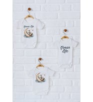Pia Baby Premium %100 Pamuk İsme Özel Organik Baskılı Üçlü Set Çıtçıtlı Bebek Body Zıbın Modelleri 5039-18 (Ekru)