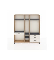 Arges Dolap 7 Raflı 4 Çekmeceli 3 Askılı 220x30x243 Çam-Antrasit/Aytaşı