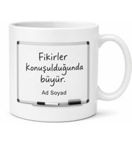 İsimli Whiteboard Desenli Toplantı Kupası Özel Tasarım Baskılı Kupa Hediye Bardak