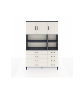 Arges Gardrop 8 Raflı 8 Çekmeceli 3 Kapaklı 132x30x195 Antrasit-Aytaşı