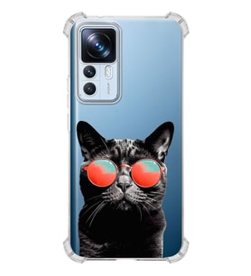 PrintiFy Xiaomi Mi 12T Pro Uyumlu Kedi 3 Baskılı Şeffaf Köşe Korumalı Antişok Kılıf