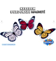 Kelebek Buzdolabı Magneti 3’lü Set – Dekoratif Renkli Kelebek Mıknatıslı