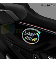 Biker İnside Motosiklet Hologram Oto Sticker Etiket Araba Renkli Çıkartma Yapıştırma 15 x 14 Cm