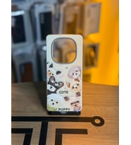 Redmi Note 14 Pro Uyumlu Özel Tasarım Sevimli Figürlü Deri Dokulu Telefon Kılıfı (Krem)