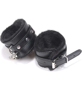 Trust Shop Siyah El Yapımı Içi Peluş Deri Kelepçe
