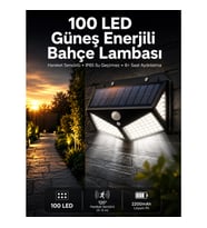Mey İthalat® Solar Sensörlü Duvar Lambası Bahçe Lambası Parlak Beyaz Işık Suya Dayanıklı