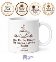 Yeni Kafe Açanlara Hediye Barista İlk Kahve Hatırası Espresso Temalı Kupa Bardak