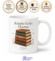 Kitaplar En İyi Dosttur Yazılı Baskılı Kupa Bardak Kitap Severlere Hediye
