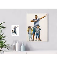 BK Gift Kişiye Özel Tam Boy Baba ve Oğullar Karikatürlü Kanvas Tablo 30x50cm-1