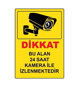 Bu Alan Kamera Ile Izlenmektedir Uyarı Levhası Pvc Kaplama A4 Çift Taraf Bantlı (Çok Renkli)