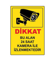 Bu Alan Kamera Ile Izlenmektedir Uyarı Levhası Pvc Kaplama A4 Çift Taraf Bantlı (Çok Renkli)
