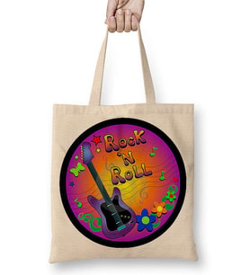Rock'n Roll Renkli Bez Çanta Uzun Saplı