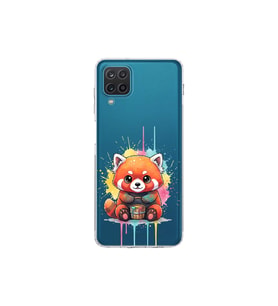 Samsung Galaxy M12 ile Uyumlu Splash Tilki Tasarımlı Şeffaf Silikon Kılıf