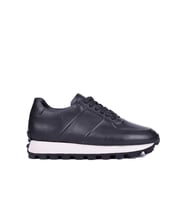Shoetyle - Siyah Hakiki Deri Bağcıklı Erkek Sneaker 115-K556