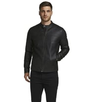 Jack & Jones Erkek Deri Ceket 12182461 (Siyah)