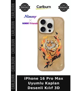 iPhone 16 Pro Max Uyumlu Kaplan Desenli Kılıf 3D Deri Aksesuar Cihaz Koruma Telefon Kapağı