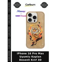 iPhone 16 Pro Max Uyumlu Kaplan Desenli Kılıf 3D Deri Aksesuar Cihaz Koruma Telefon Kapağı