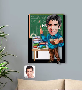 BK Gift Kişiye Özel Erkek Matematik Öğretmeni Karikatürlü 3D Ahşap Tablo-1