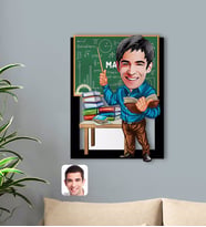 BK Gift Kişiye Özel Erkek Matematik Öğretmeni Karikatürlü 3D Ahşap Tablo-1