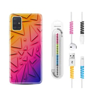 Samsung a71 A72 A73 A7 A9 2018 C7 C9 Kılıf Kablo Koruma Spiral Silikon Üçgenler 1635