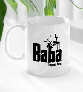 BK Gift Kişiye Özel Babalar Günü Hediyesi Baba Godfather Tasarımlı Kupa Bardak-5 (Beyaz)