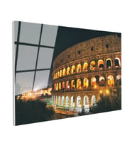Tamperli Gerçek Cam Tablo Roma Kolezyum Gece Aydınlatması Şehir Mimari Tablo Duvar Dekoru