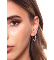 Kadın Antik Gümüş Kaplama Çivili Model Baskılı Halka Küpe