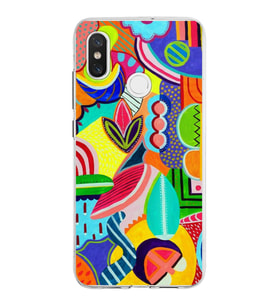 PrintiFy Xiaomi Mi 8 ile Uyumlu 1mm Slim Fit Retro Renkler 6 Baskılı Şeffaf  Kılıf