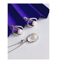 GÜMÜŞ BEYAZ İNCİ ASİMETRİK MODERN TASARIM KADIN SET KOLYE KÜPE SEVGİLİLER GÜNÜ HEDİYE