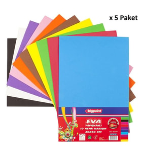 Bigpoint Yapışkanlı Eva 20x30cm Karışık 10 Renk x 5 Paket