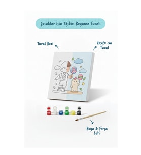 Lolipoplu Çocuk Boyama Tuvali – Şövalesiz Boya Seti 20x20
