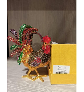 Swarovski Taşlı Horoz Mücevherlik / Dekoratif Biblo (Beyaz)