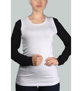 Sıfır Kol Bisiklet Yaka Likralı Penye Kadın Body (Beyaz)