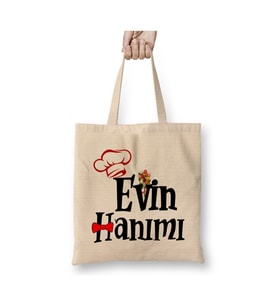 Evin Hanımı Beyaz Bez Çanta Uzun Saplı Alışveriş Çantası Plaj Çantası