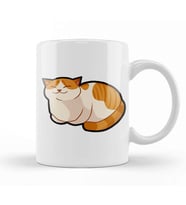 Cute Ginger Cat Orange & White Fat Tabby Kedi Kupa Bardak Porselen
