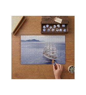 Yelkenli Gemi - Deniz Tasarımı 240 parça Ahşap Puzzle Ahşap Kutuda MP10655