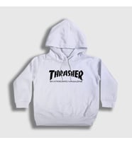 Presmono Unisex Çocuk Beyaz Logo V5 Thrasher Kapüşonlu Sweatshirt 279199tt (Beyaz)