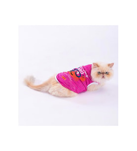 Pawstar Kedi ve KÜÇÜK Köpek T-Shirt Fuchsia Crab S Sırt24cm Göğüs37cm Boyun23cm